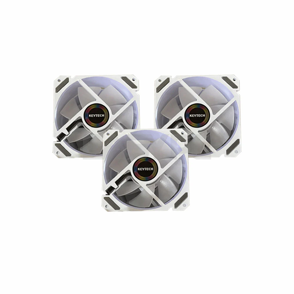 Keytech White Tornado 3in1 120mm Chassis Fan with Control Hub and Remote-Control ARGB - Image 3