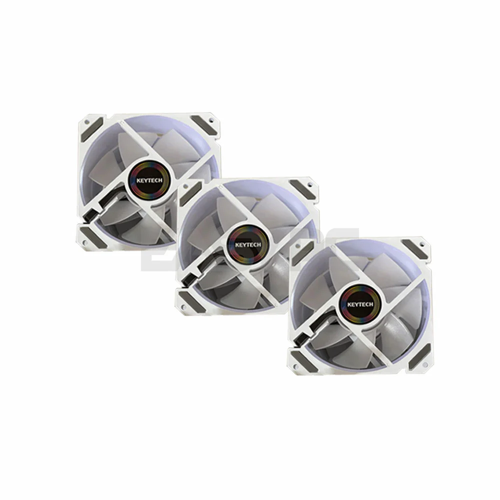 Keytech White Tornado 3in1 120mm Chassis Fan with Control Hub and Remote-Control ARGB - Image 4