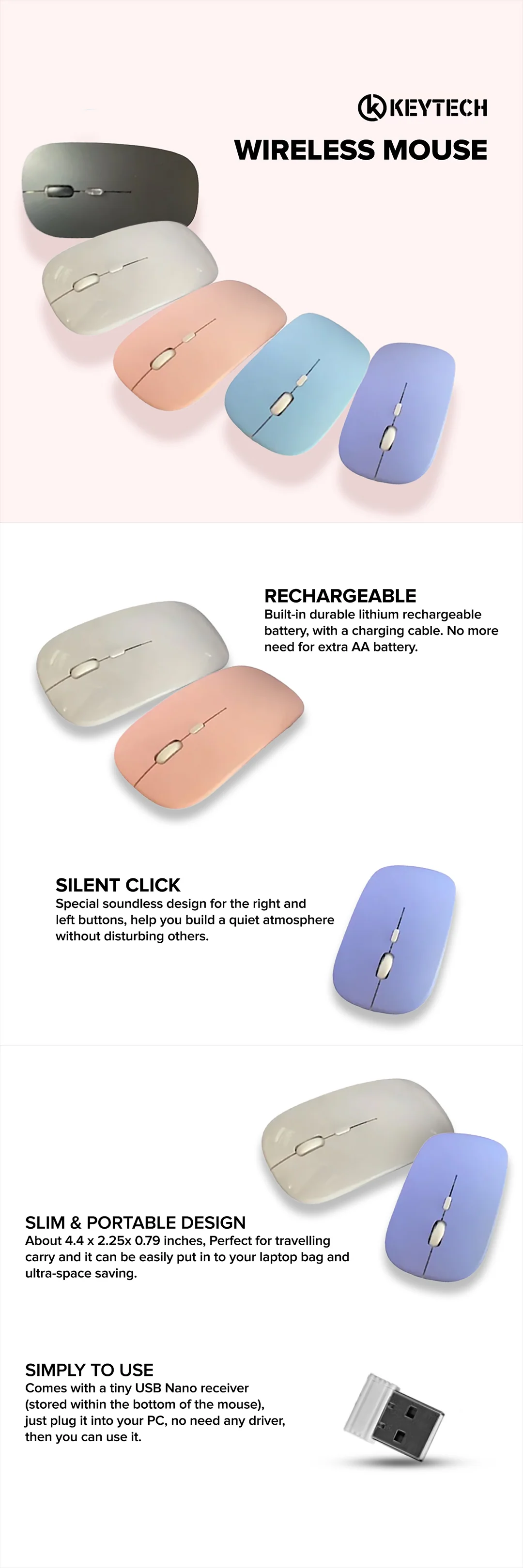 Keytech Wireless Mouse Black - Image 6