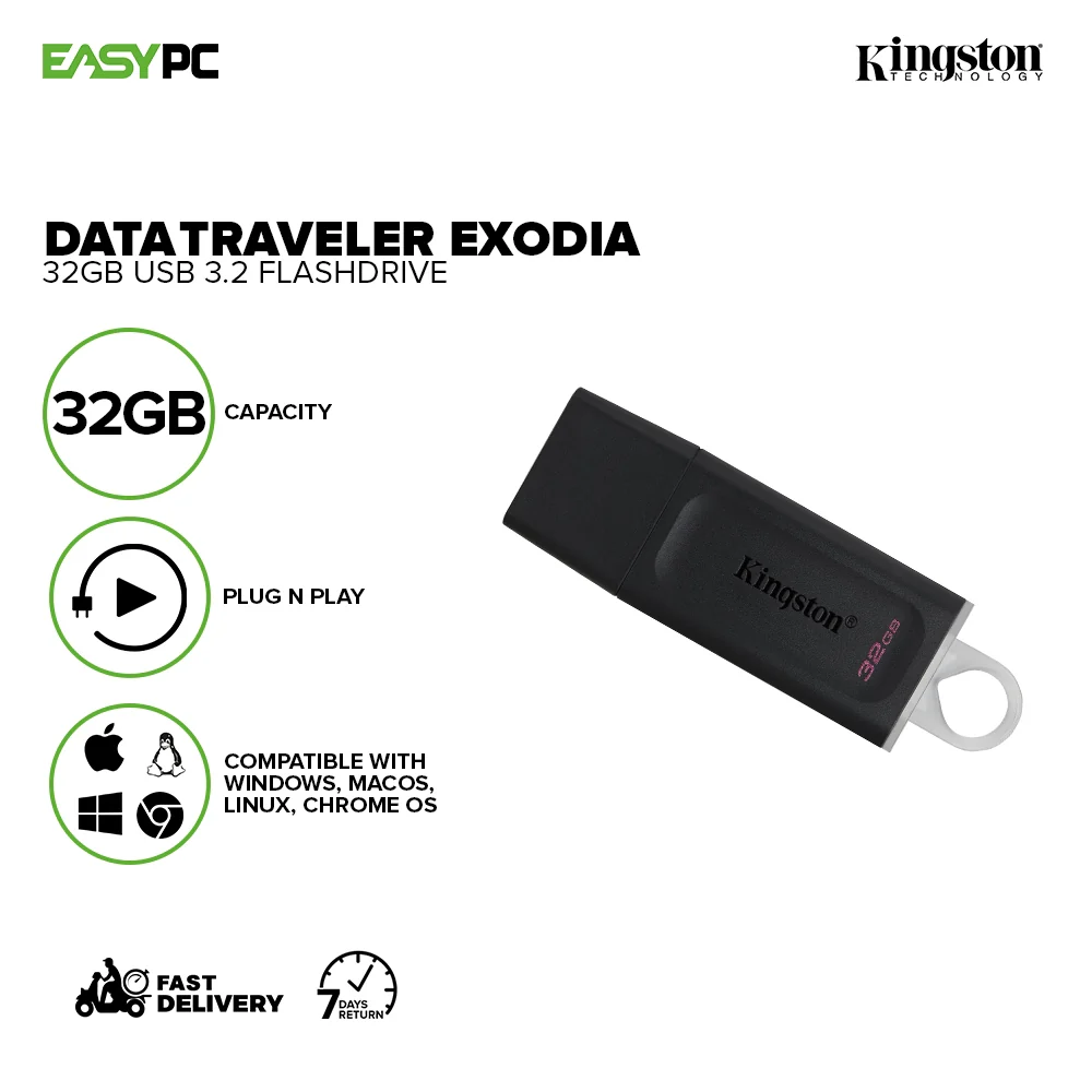 Kingston DataTraveler Exodia 32GB, 64GB and 128GB, Quick and convenient lightweight storage solution Plug and Play Usb 3.2 Flashdrive - Image 2