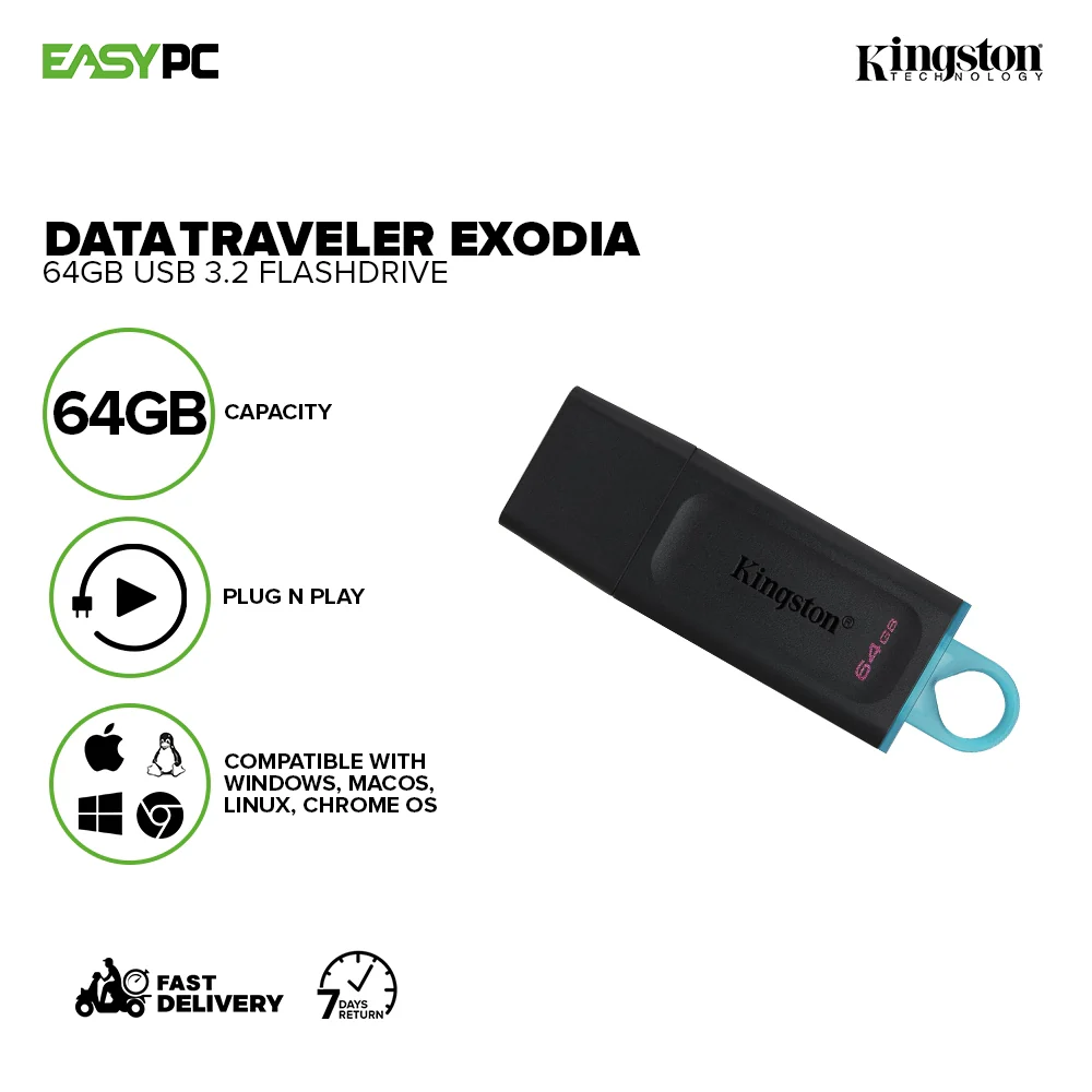 Kingston DataTraveler Exodia 32GB, 64GB and 128GB, Quick and convenient lightweight storage solution Plug and Play Usb 3.2 Flashdrive - Image 7