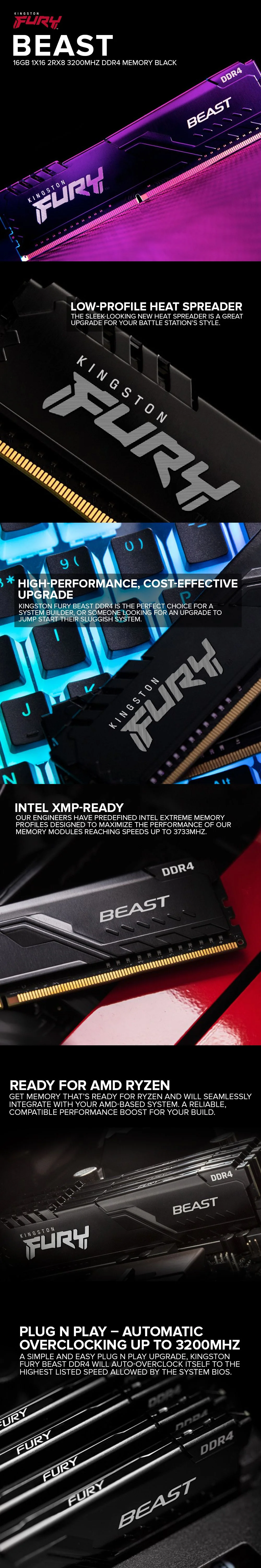 Kingston Fury Beast 16gb 1x16 2Rx8 3200mhz Ddr4 Memory Black - Image 5