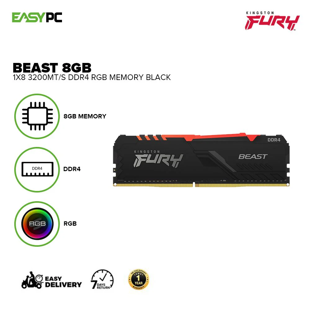 Kingston Fury Beast 16gb 2x8gb Ddr4-3200mhz Infrared Sync Technology RGB Lighting, Intel XMP-ready Black Memory - Image 15