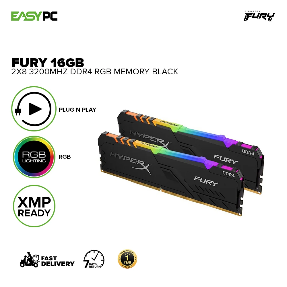 Kingston Fury Beast 16gb 2x8gb Ddr4-3200mhz Infrared Sync Technology RGB Lighting, Intel XMP-ready Black Memory - Image 6