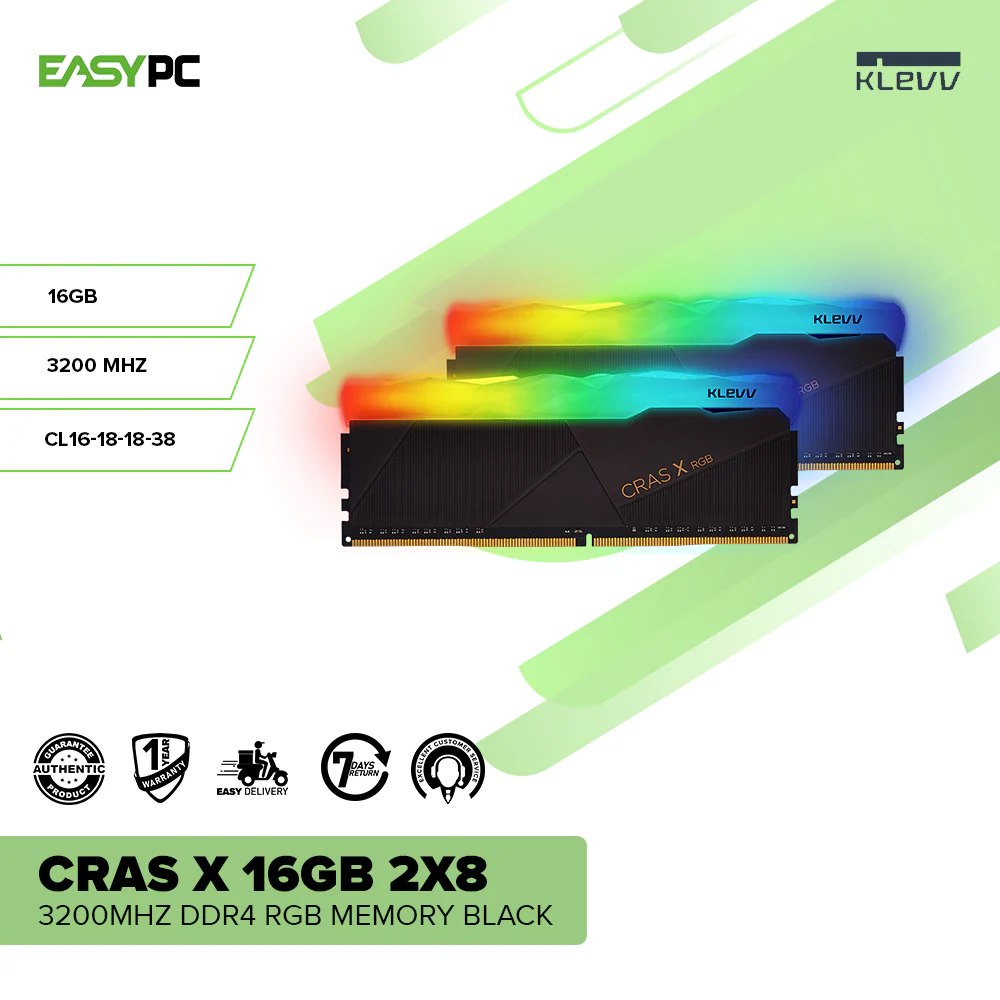 Klevv Cras X 16GB 2x8 3200MHz DDR4 RGB Memory Black - Image 2