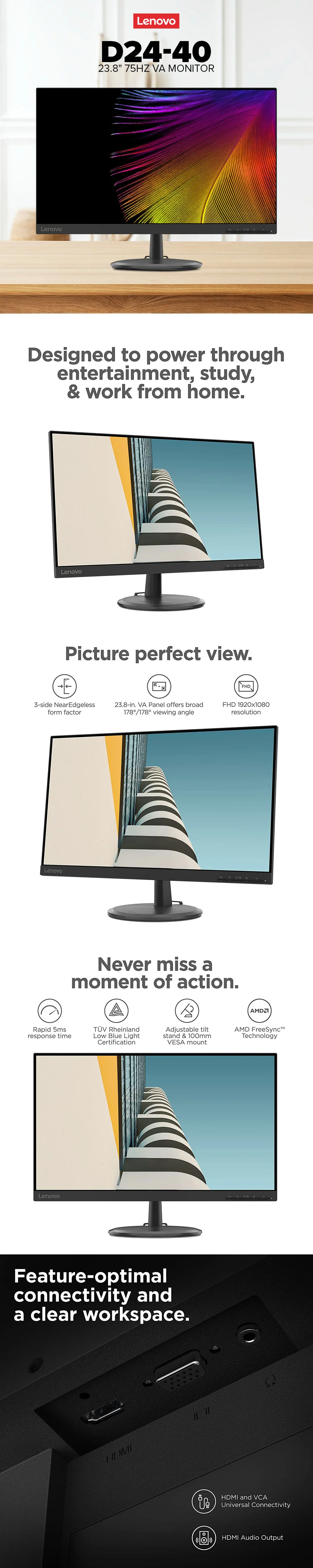 Lenovo D24-40 23.8 75Hz VA Monitor - Image 6