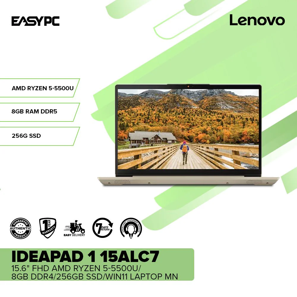Lenovo  IdeaPad 1 15ALC7 15.6" FHD/AMD Ryzen 5-5500U/8GB DDR4/256GB SSD/Win11 Laptop MN - Image 2