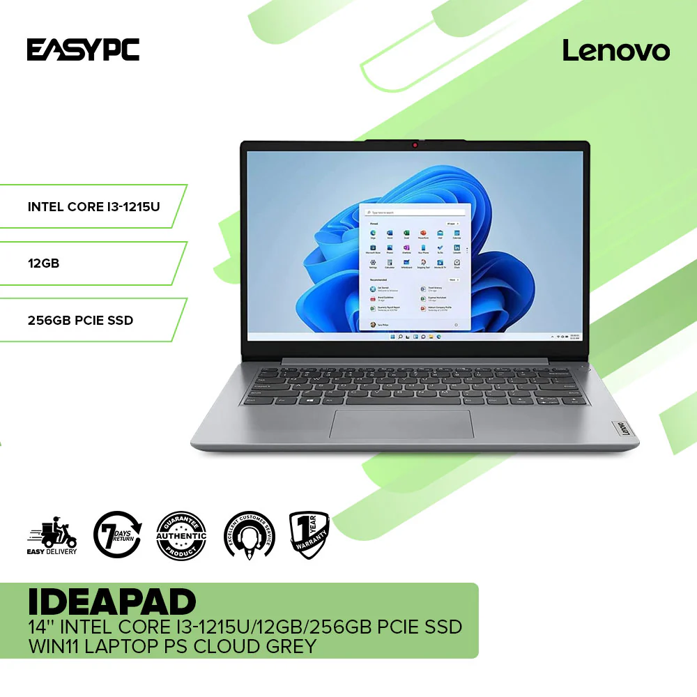 Lenovo IdeaPad 14'' Intel Core i3-1215U/12GB/256GB PCIe SSD/Win11 Laptop PS Cloud Grey - Image 2