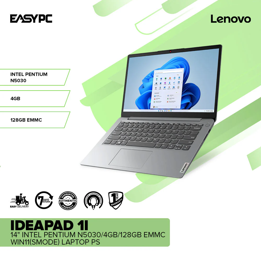 Lenovo IdeaPad 1i 14 Intel Pentium N5030/4GB/128GB EMMC/Win11(Smode) Laptop PS - Image 2
