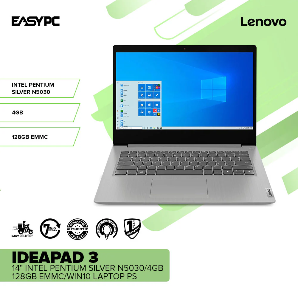 Lenovo Ideapad 3 14 Intel Pentium Silver N5030/4GB/128GB EMMC/Win10 Laptop PS - Image 2