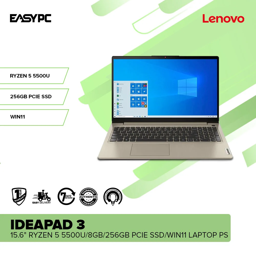 Lenovo IdeaPad 3 15.6" Ryzen 5 5500U/8GB/256GB PCIe SSD/Win11 Laptop PS (No Bag Included) - Image 2