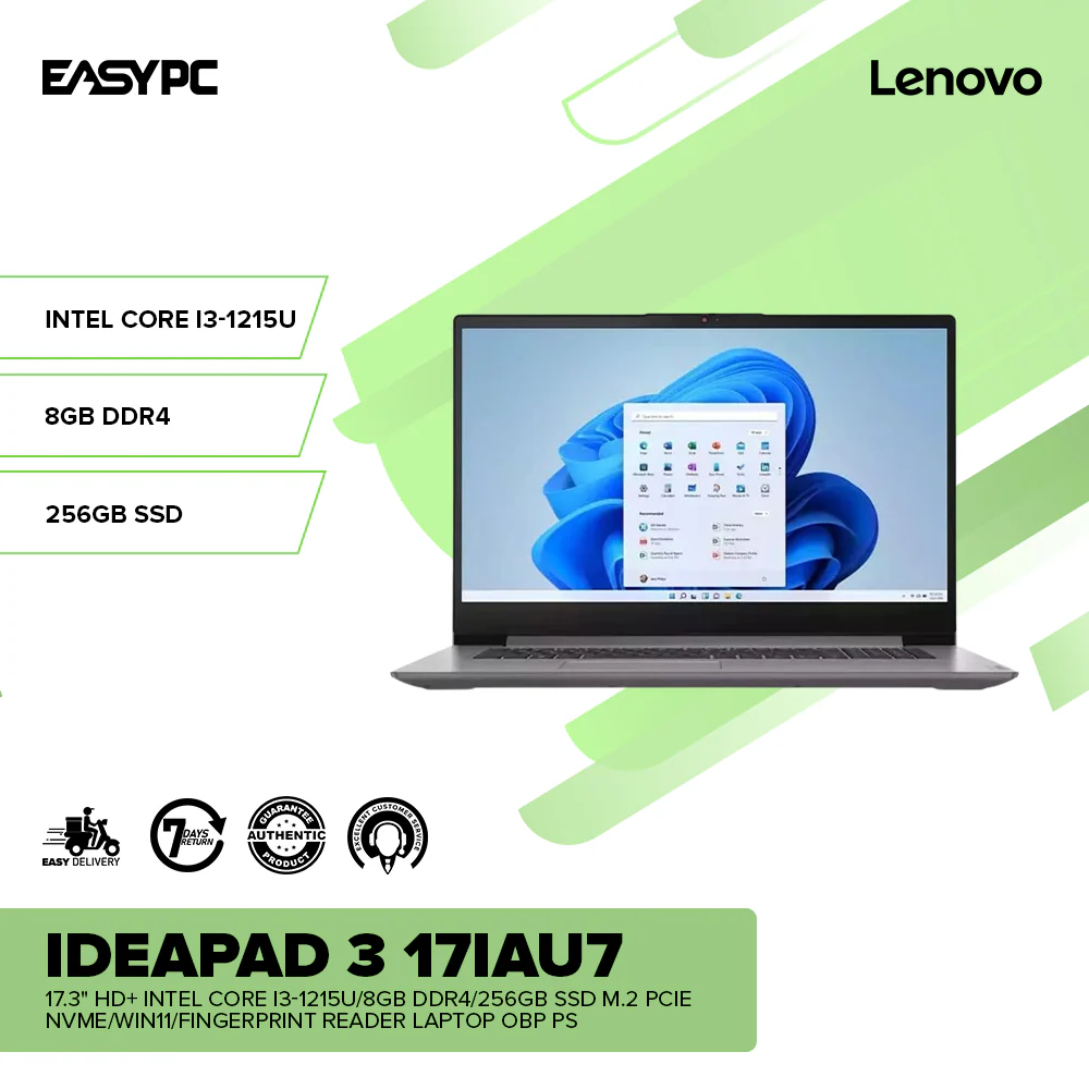 Lenovo IdeaPad 3 17IAU7 17.3" HD+i3-1215U/8GB DDR4/256GB SSD M.2 PCIe NVMe/Win11 Laptop OBP PS - Image 2