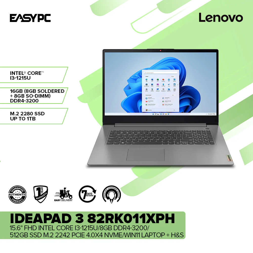 Lenovo IdeaPad 3 15.6" FHD I3-1215U/8GB DDR4/512GB SSD M.2 2242 PCIe 4.0x4 NVMe/Win11 Laptop + H&S - Image 2