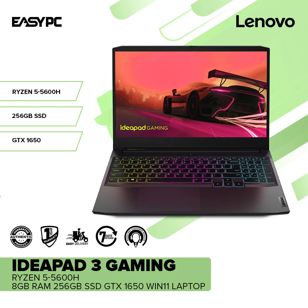 Lenovo IdeaPad 3 Gaming Ryzen 5-5600H 8GB RAM 256GB SSD GTX 1650 Win11 Laptop - Image 2