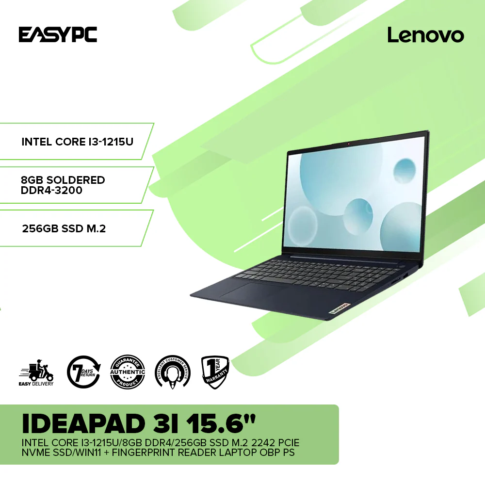 Lenovo IdeaPad 3i 15.6" i3-1215U/8GB DDR4/256GB SSD/Win11 + Fingerprint Reader Laptop OBP PS - Image 2