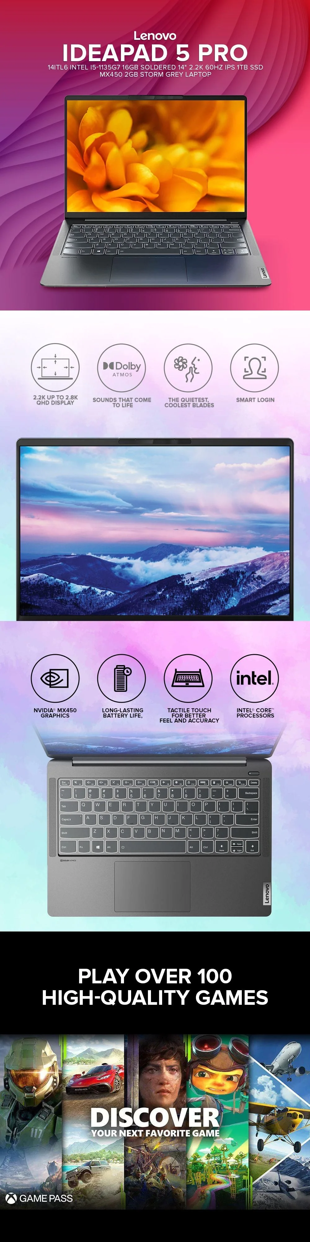 Lenovo Ideapad 5 Pro 14Itl6 82L30027Ph Intel I5-1135G7 16Gb Soldered 1Tb Ssd Mx450 2Gb Laptop - Image 6