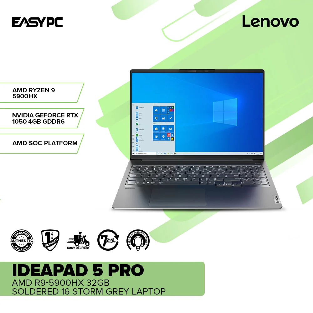 Lenovo Ideapad 5 Pro 16Ach6 82L500Klph Amd R9-5900Hx 32Gb Soldered 1Tb Ssd Rtx 3050 4Gb Laptop - Image 2