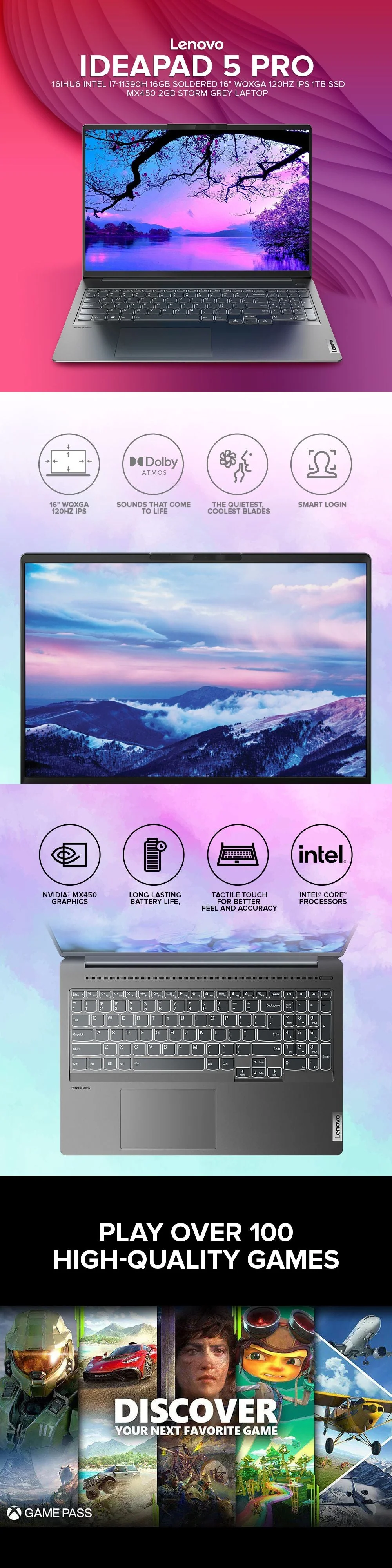 Lenovo Ideapad 5 Pro 16Ihu6 82L9009Sph Intel I7-11390H 16Gb Soldered 1Tb Ssd Mx450 2Gb Laptop - Image 6