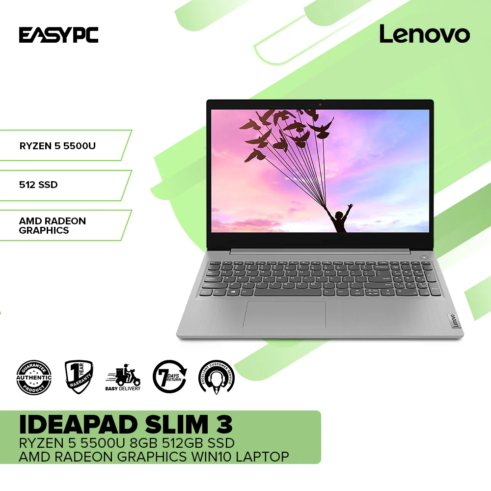 Lenovo IdeaPad Slim 3 14ALC6 82KT002LPH Ryzen 5 5500U 8GB512GB SSD AMD Radeon Graphics Win10 Laptop - Image 2