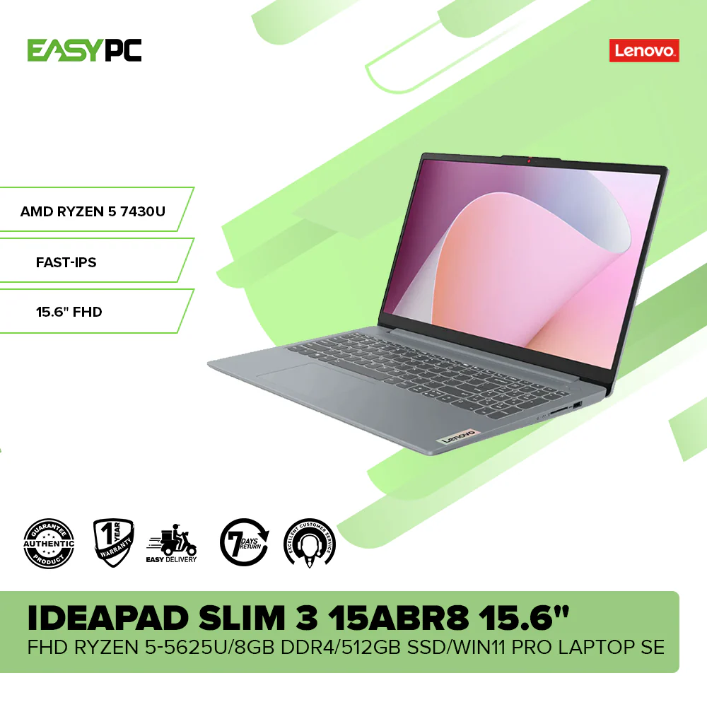 Lenovo IdeaPad Slim 3 15ABR8 15.6" FHD Ryzen 5-5625U/8GB DDR4/512GB SSD/Win11 Pro Laptop - Image 2