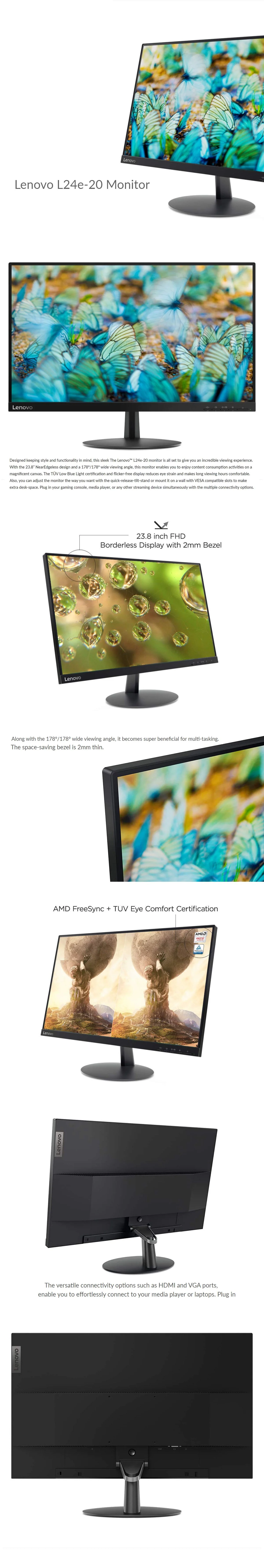 Lenovo L24E-20 23.8 Inches 60Hz Freesync Monitor - Image 5