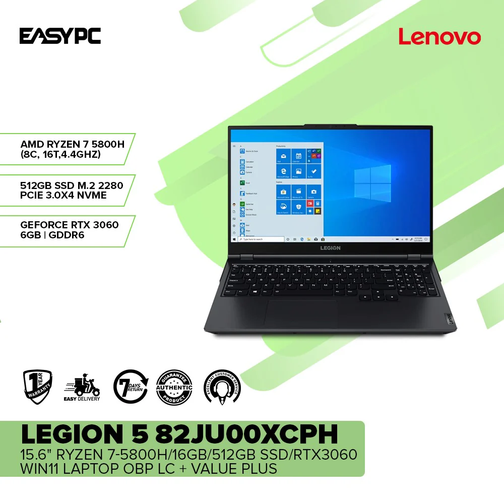 Lenovo Legion 5 82JU00XCPH 15.6" Ryzen 7-5800H/16GB/512GB SSD/RTX3060/Win11 Laptop OBP LC - Image 2