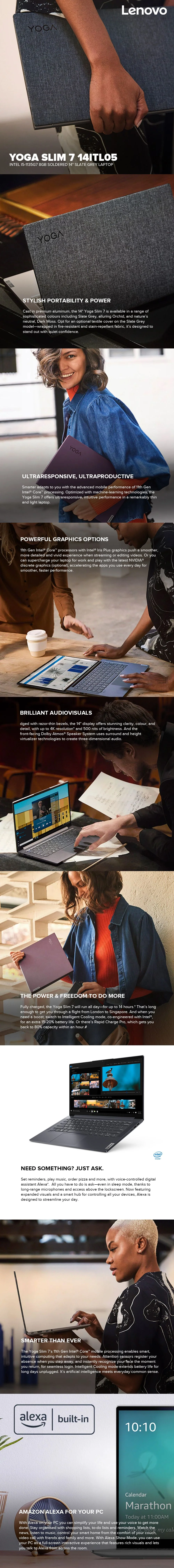 LENOVO YOGA Slim 7 14ITL05 Intel i5-1135G7 8GB 14" FHD IPS 512 SSD Intel Iris Xe Win11 Laptop Slate Grey 82A300KEPH 1ION - Image 4