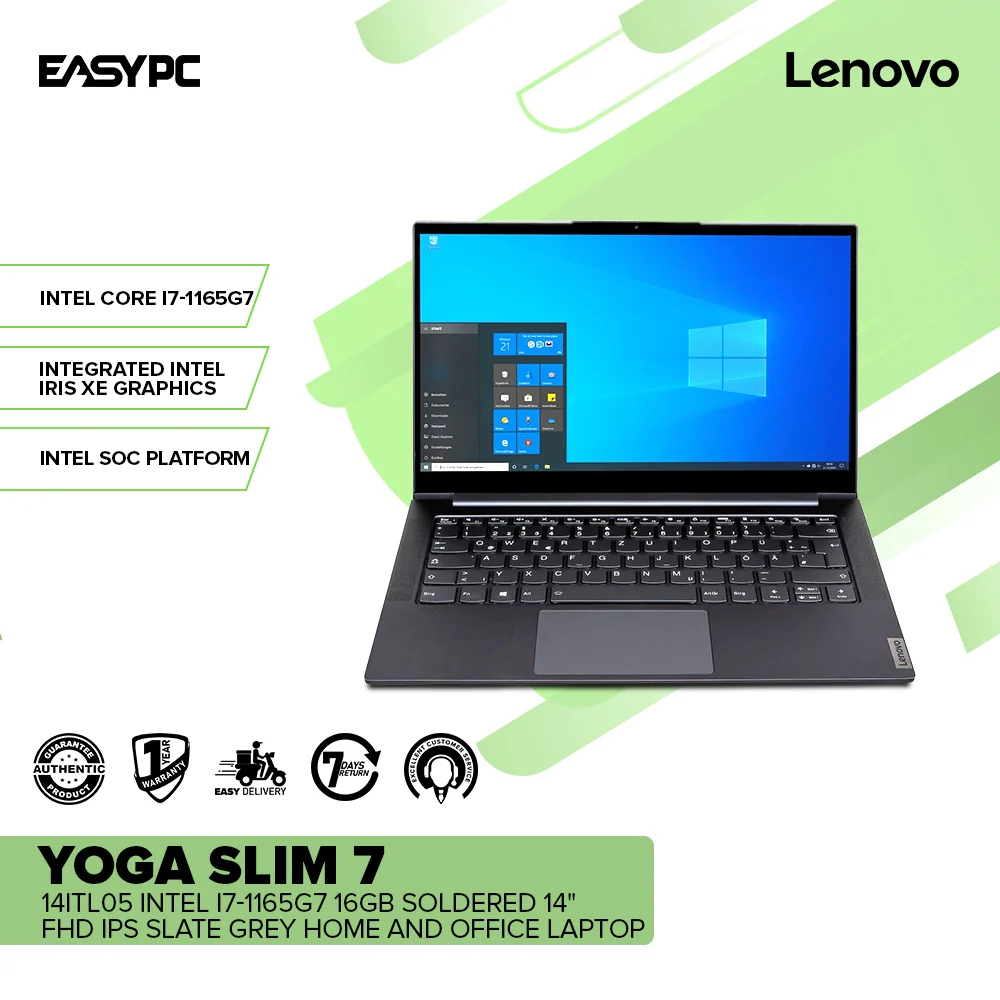 LENOVO YOGA Slim 7 14ITL05 Intel i5-1135G7 or i7-1165G7 16GB 14" FHD IPS 1Tb SSD Intel Iris Xe Win11 Laptop Slate Grey 1ION - Image 6