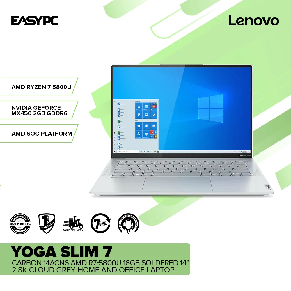 LENOVO YOGA Slim 7 Carbon 14ACN6 AMD R7-5800U 16GB  14 inch 2.8K OLED 512 SSD MX450 2GB Windows11 Laptop (82L0003FPH or 82L00025PH) 1ION - Image 6