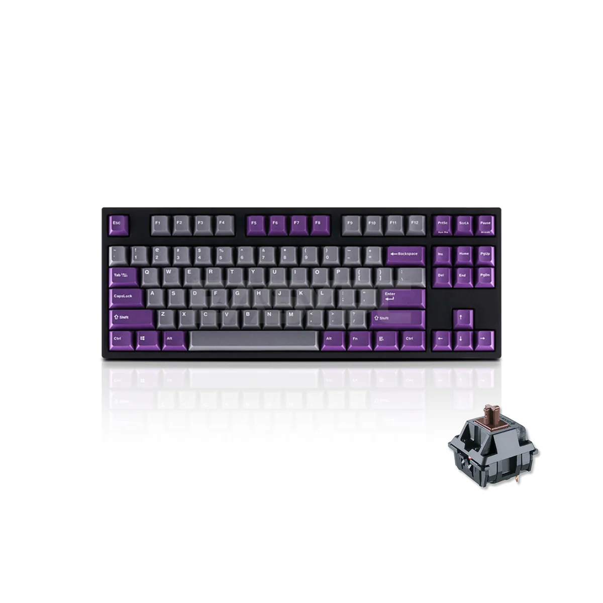 Leopold FC750R PD Grey/Purple (Black Case) Cherry Brown, PBT Double Shot Keycap, TKL 87 Keys Mechanical Keyboard 4JTP