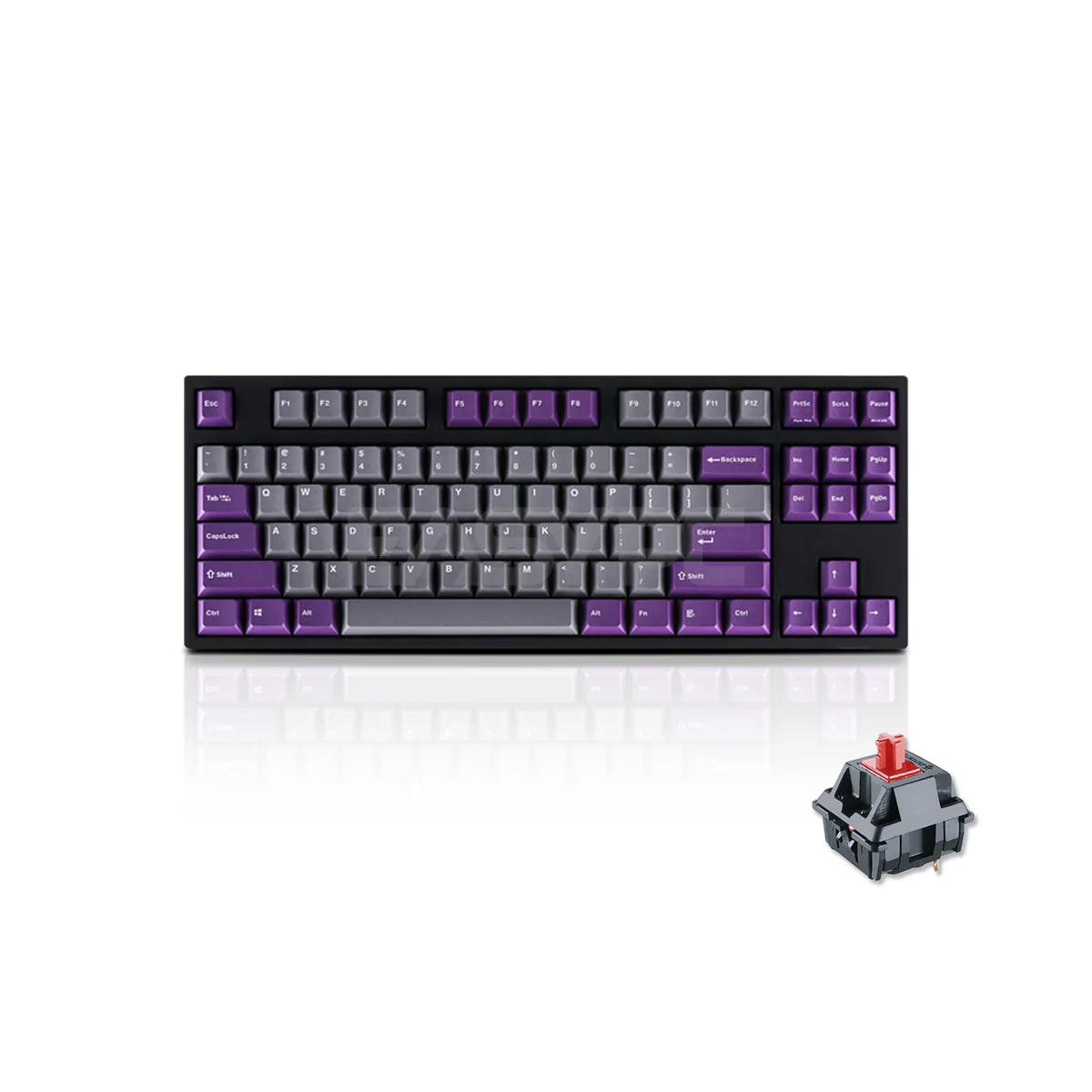 Leopold FC750R PD Grey/Purple (Black Case) - Cherry Silent Red, PBT Double Shot Keycap, TKL 87 Keys (FC750RS/EGPPD(B)) 4JTP LEFC1581 4JTP