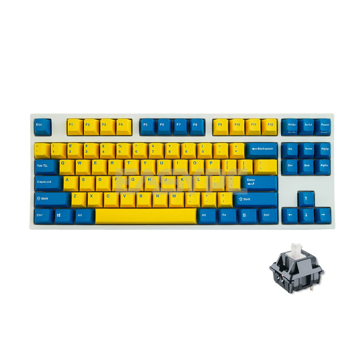 Leopold FC750R Yellow /Blue (White Case) - Cherry Clear, PBT Double Shot Keycap, TKL 87 Keys (FC750RW/EYBPD(W)) 4JTP LEFC1578 4JTP