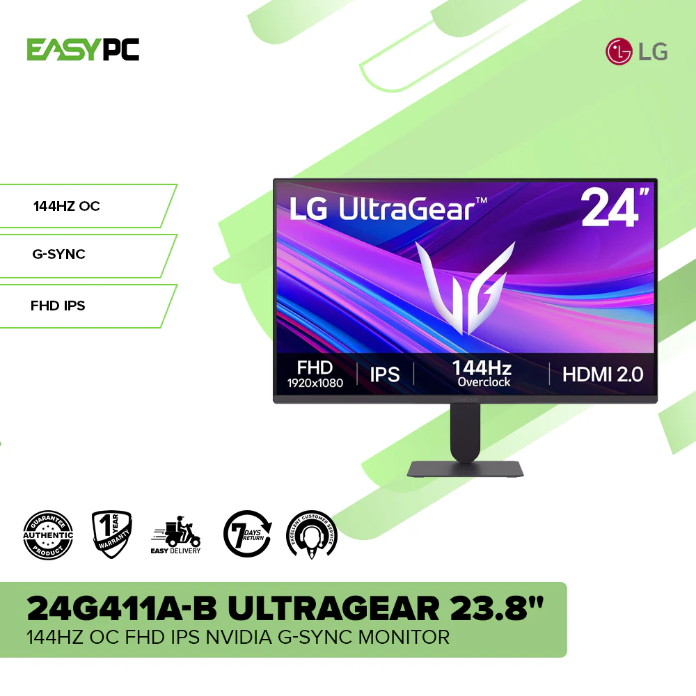 LG 24G411A-B UltraGear 23.8" 144Hz OC FHD IPS Nvidia G-Sync Monitor - Image 2