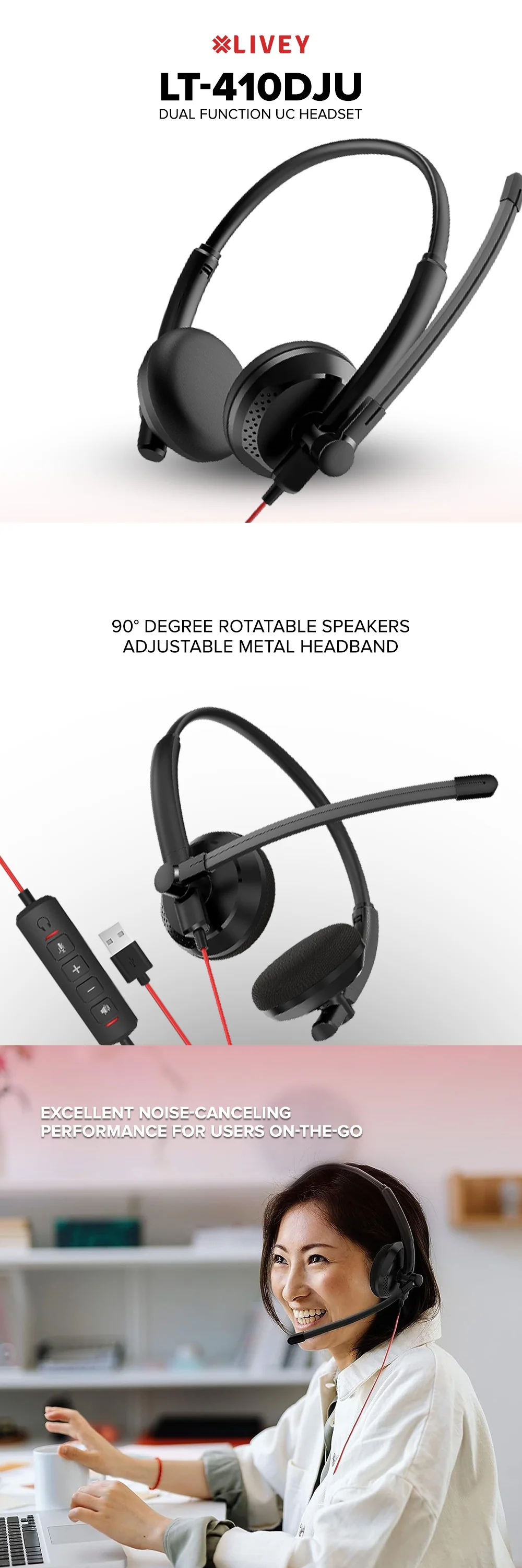 Livey Savvy LT-410DJU Dual Function UC Headset - Image 5