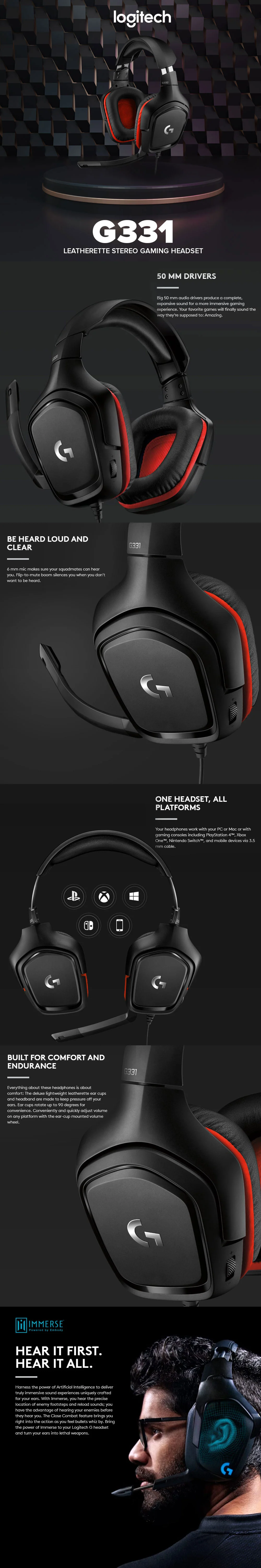 Logitech G331 Leatherette Stereo Gaming Headset - Image 6