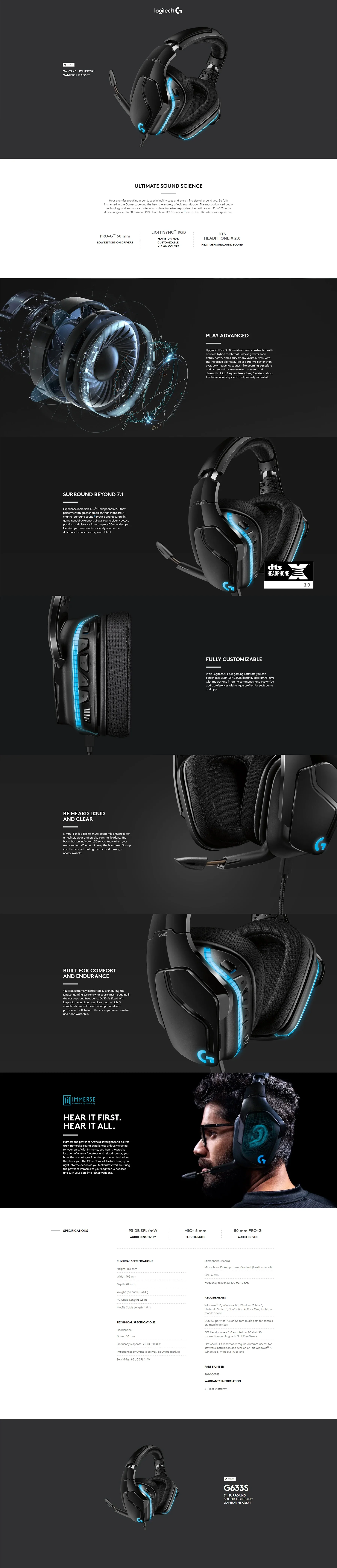 Logitech G633S 7.1 LightSync Gaming Headset - Image 5