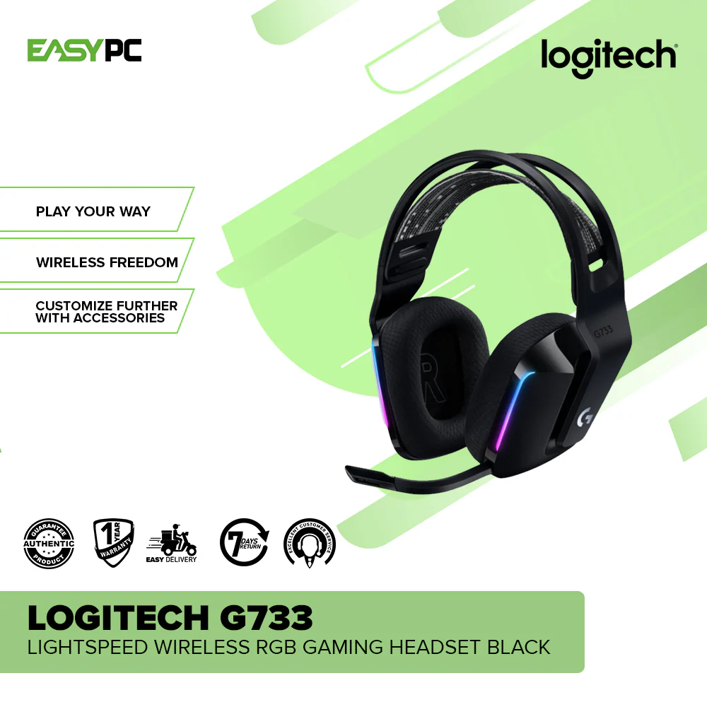 Logitech G733 LIGHTSPEED Wireless RGB Gaming Headset - Black