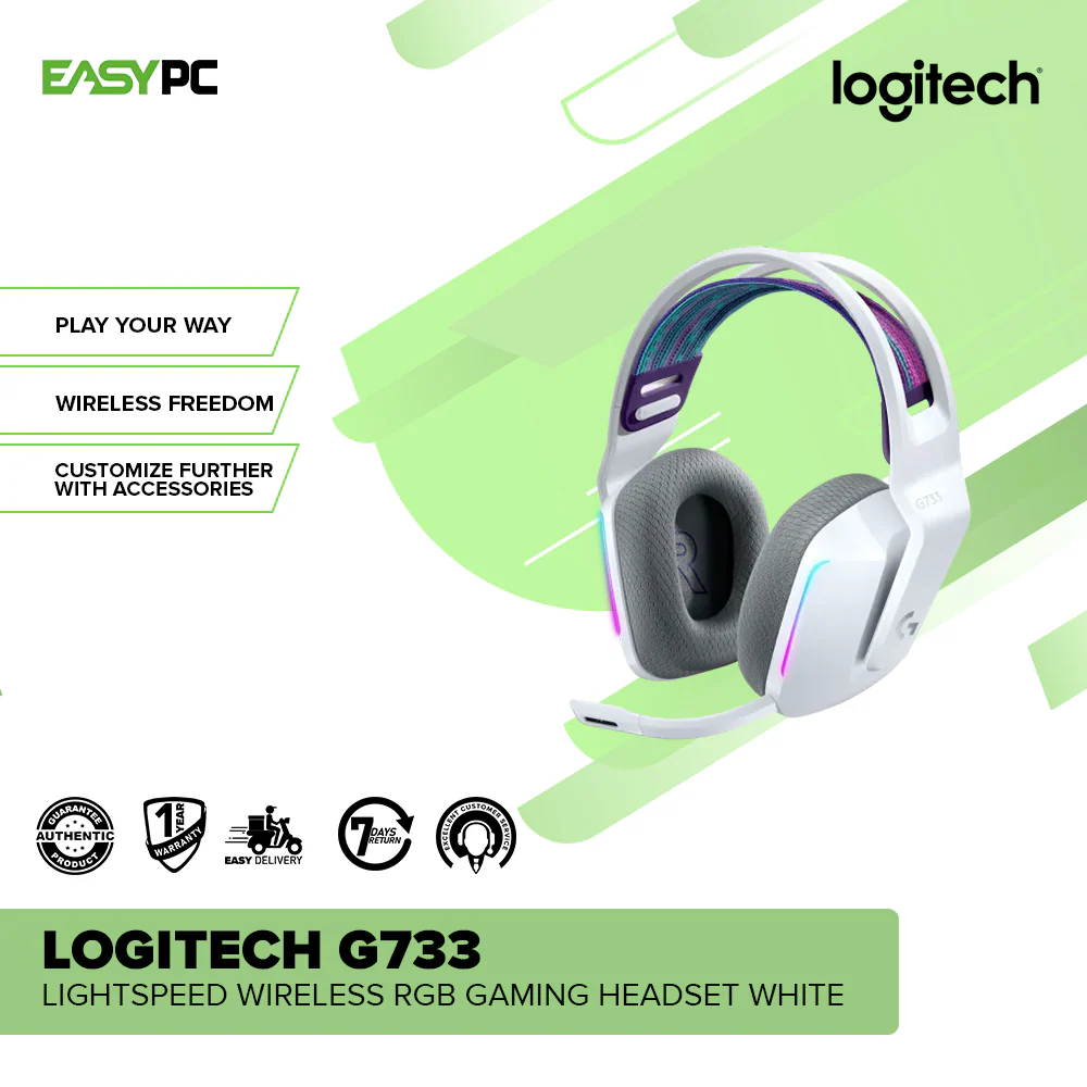 Logitech G733 LIGHTSPEED Wireless RGB Gaming Headset - White