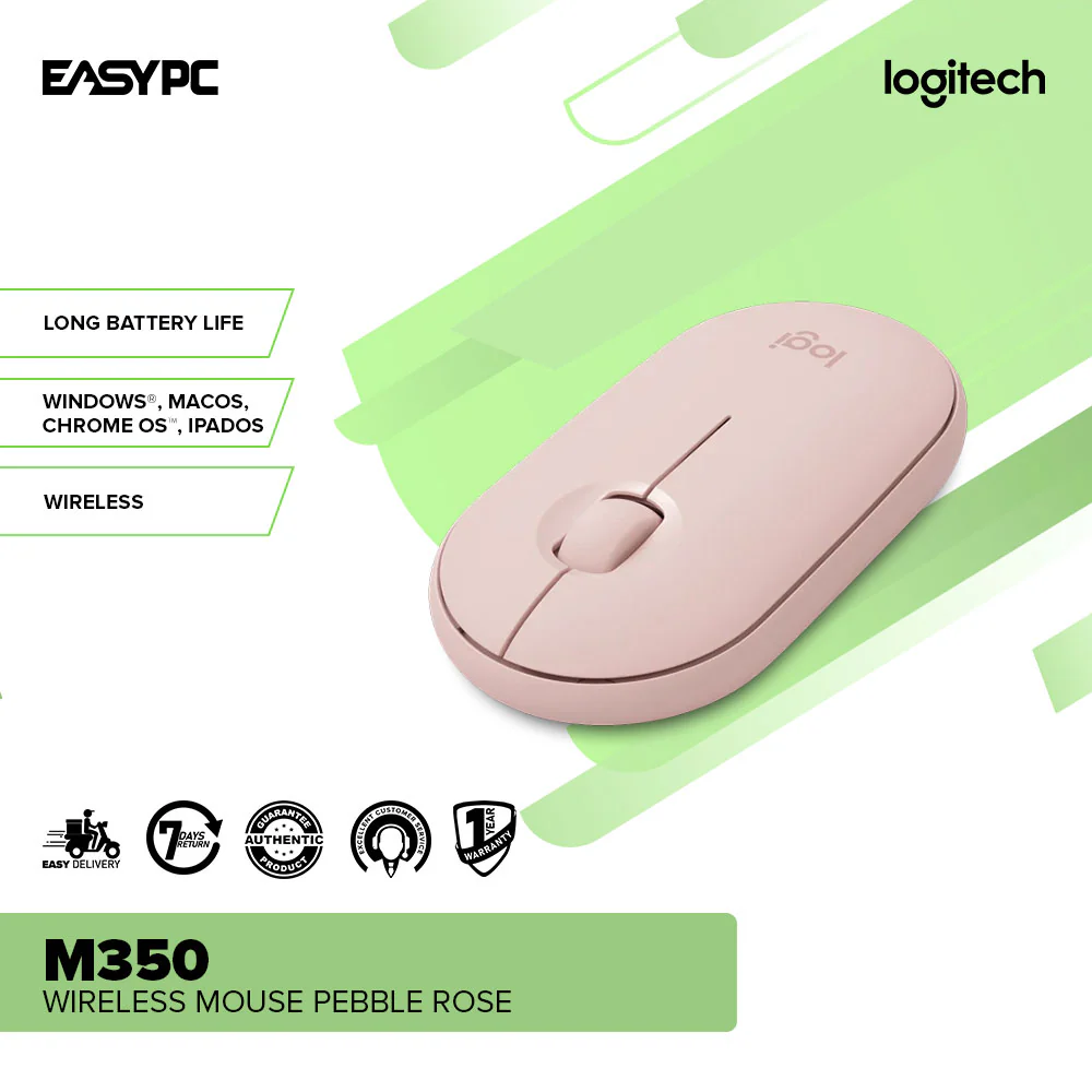 Logitech M350 Wireless Mouse Pebble White, Rose, Graphite, Blue and Gray Gaming Mouse - Image 11
