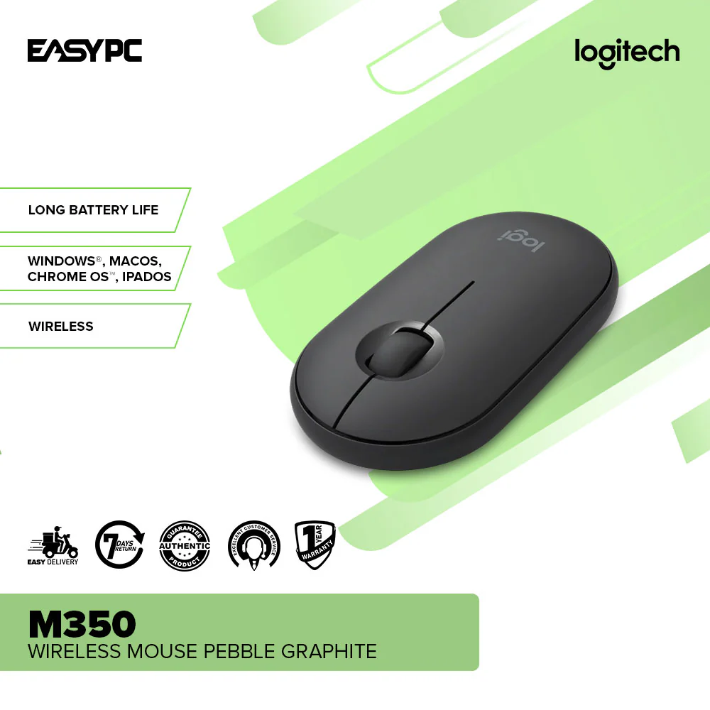 Logitech M350 Wireless Mouse Pebble White, Rose, Graphite, Blue and Gray Gaming Mouse - Image 16