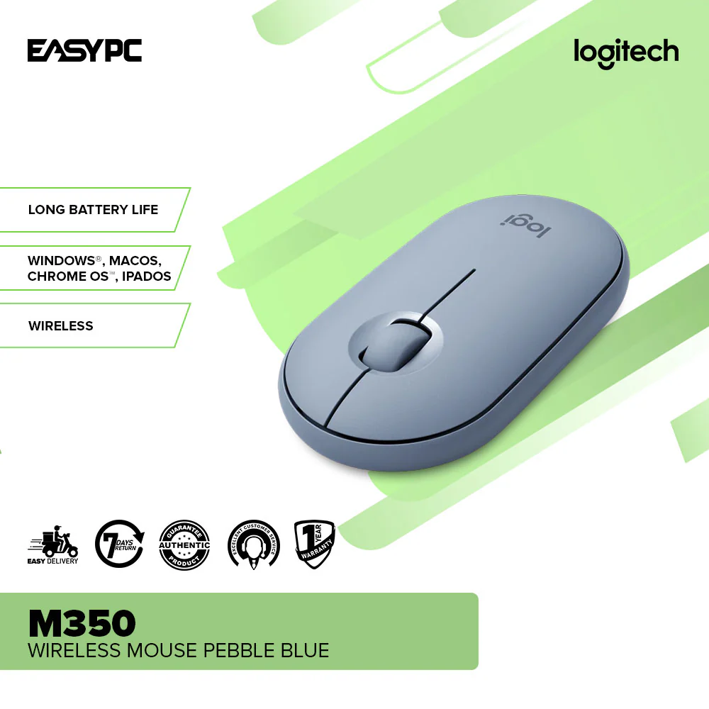 Logitech M350 Wireless Mouse Pebble White, Rose, Graphite, Blue and Gray Gaming Mouse - Image 21