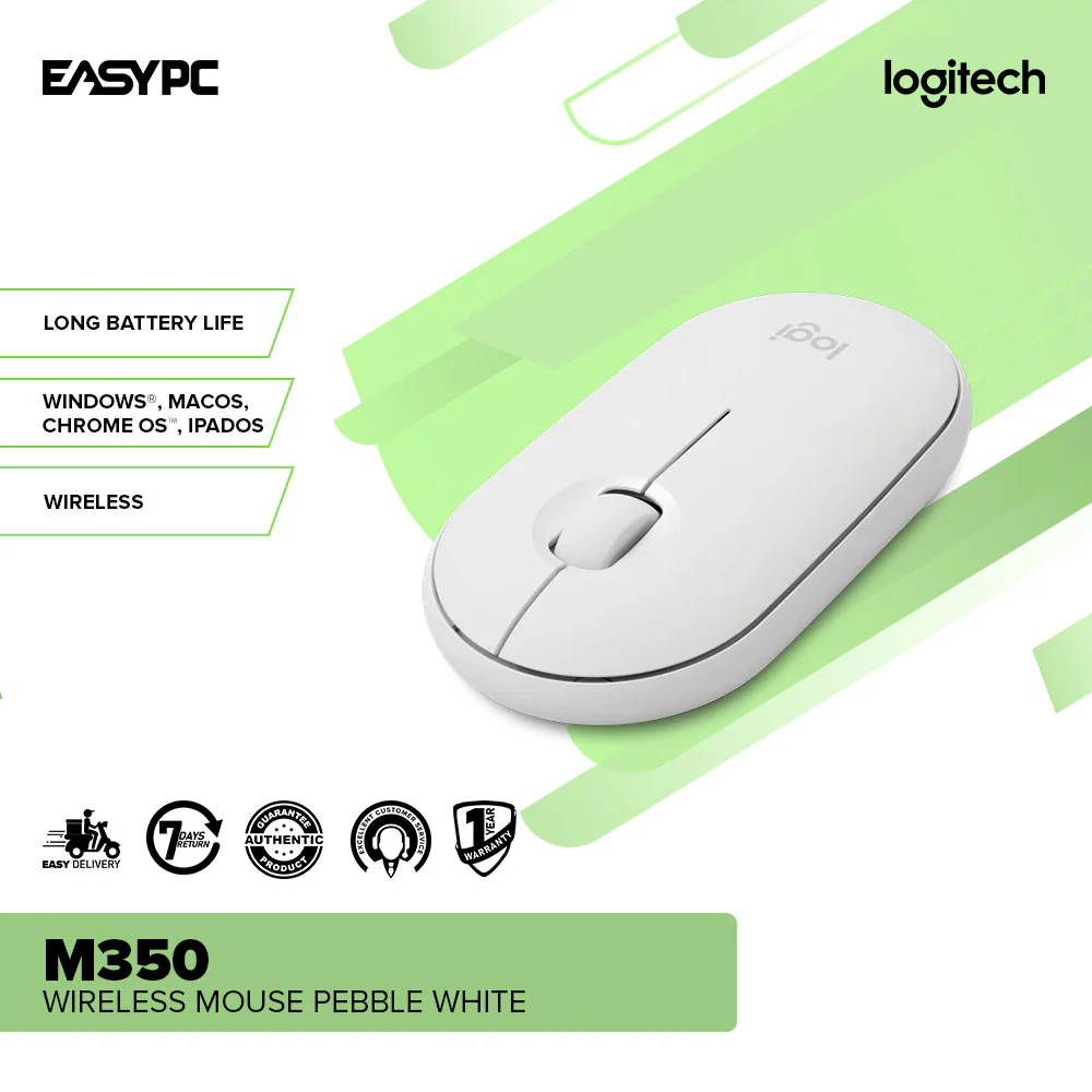 Logitech M350 Wireless Mouse Pebble White, Rose, Graphite, Blue and Gray Gaming Mouse - Image 6