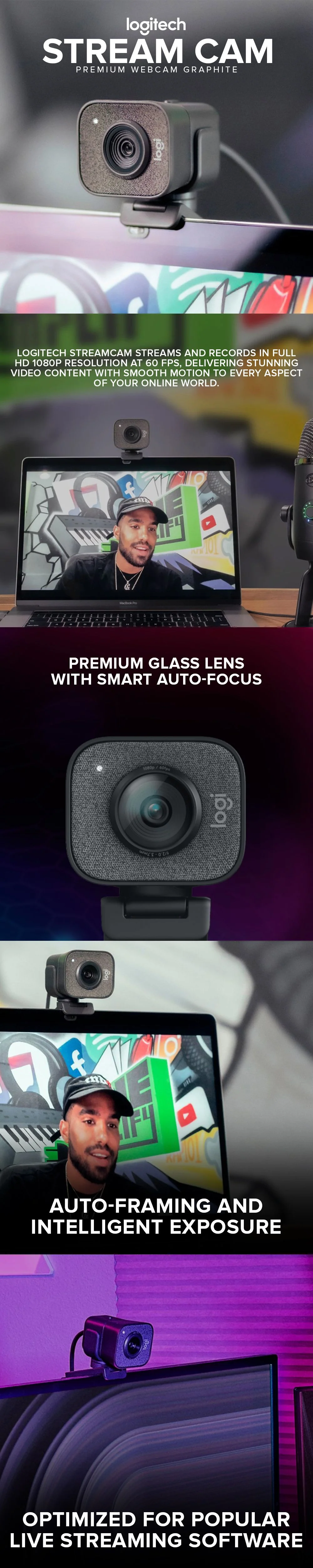 Logitech Stream Cam Premium Full HD Camera w/ USB-C for Live streaming,content Creation Graphite & Off-White Webcam 1ION - Image 11