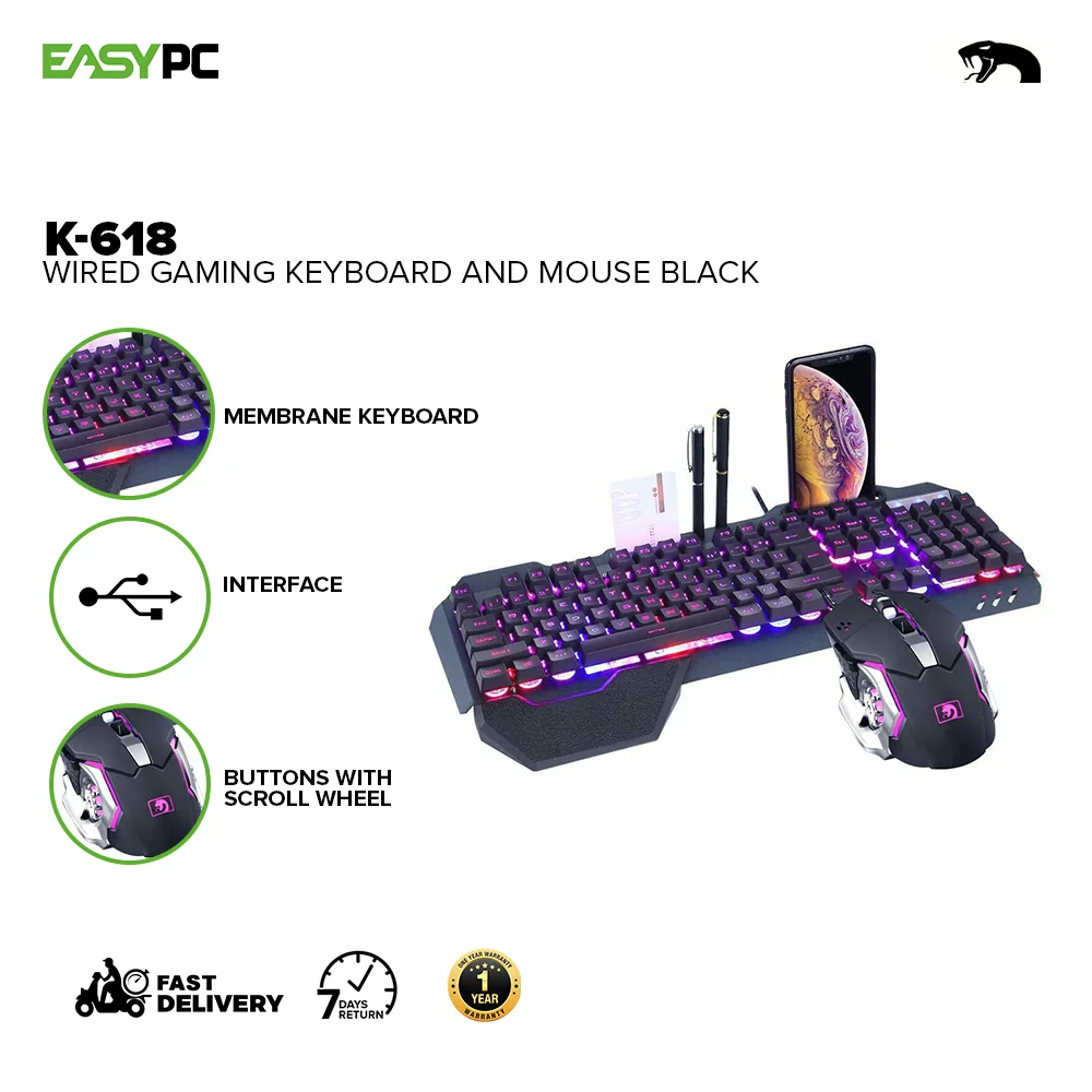 K-618 Wired Gaming Keyboard and Mouse BLACK/WHITE - Image 5