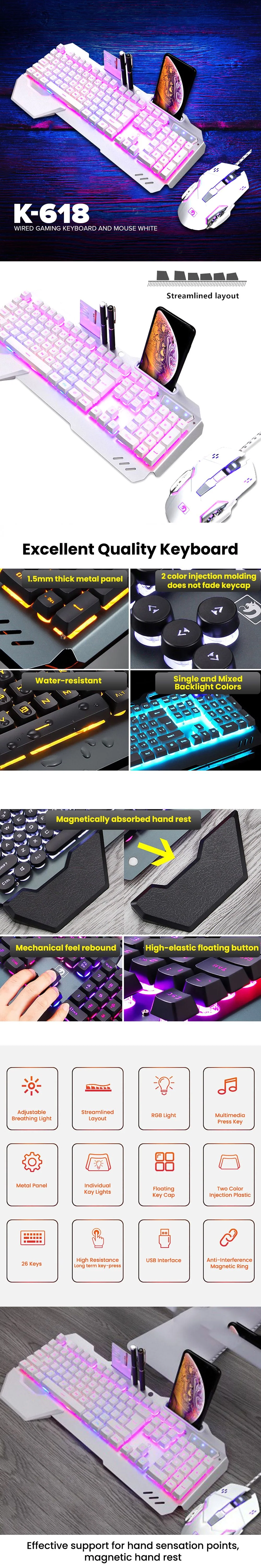 K-618 Wired Gaming Keyboard and Mouse BLACK/WHITE - Image 7