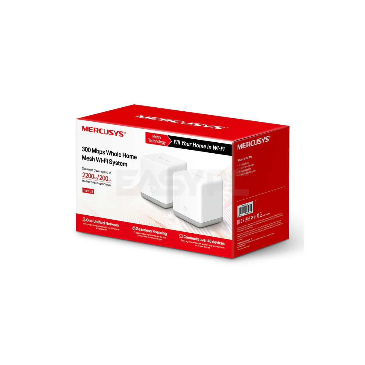 Mercusys Halo S3 (2-pack) 300Mbps Whole Home Mesh Wi-fi System work together to form one unified whole-home, Automatically switch between Halos as you move around your home, Connects over 40 devices Network Device - Image 4