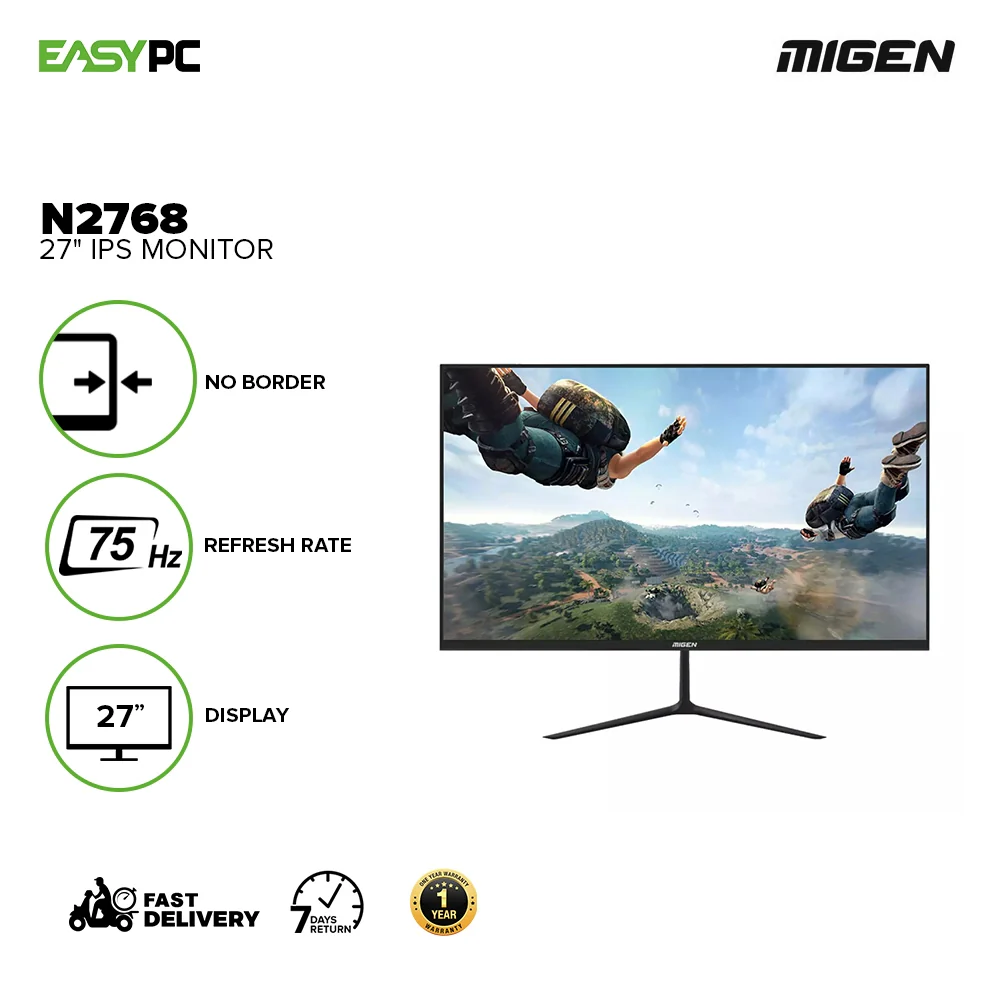 Migen N2768 27" 75Hz Refresh Rate, No Border IPS Display Monitor - Image 2