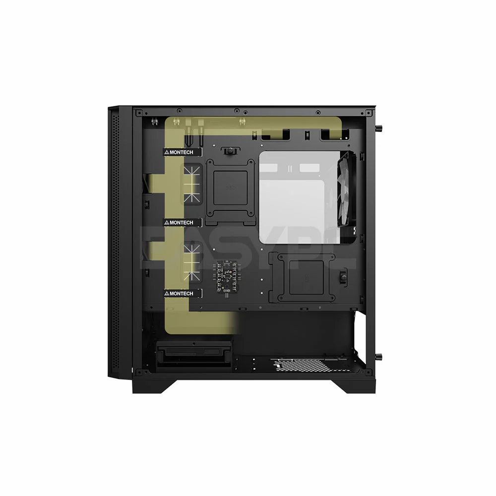 Montech Air 100 ARGB Mesh Micro ATX Tempered Glass Side Panel Gaming PC Case Black - Image 3