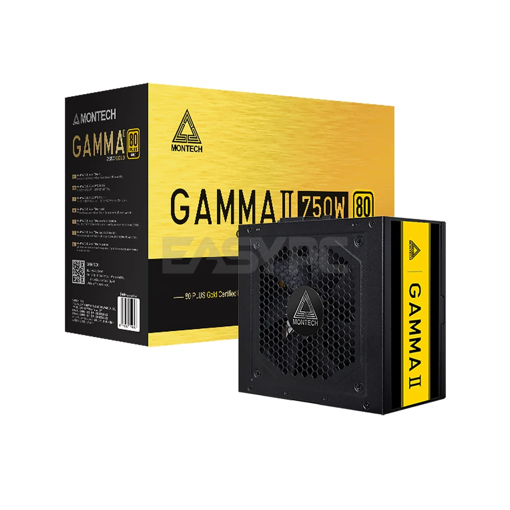 Montech Gamma II 750watts 80+ Gold Certified Fully Modular 120MM fan Flat & Flexible Cables Power Supply 18LIG MO472613