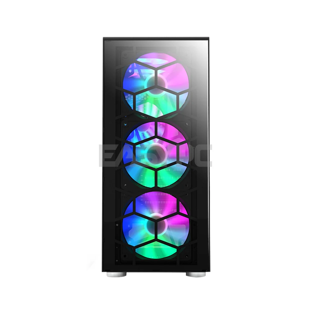 Montech X3 Glass ATX Case with 3*140mm, 3*120mm LED Rainbow Fans, Versatile Cooling, Black and White PC Case 18LIG - Image 5